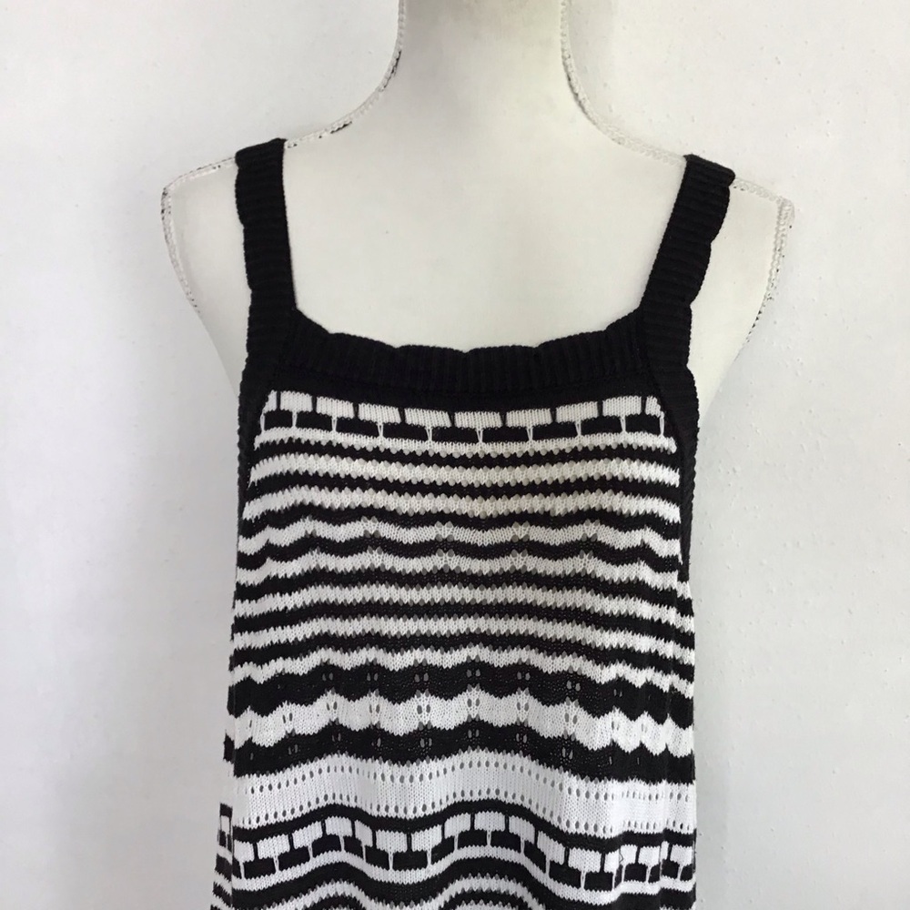 Joie Women Elegant Black White Monochrome Striped Knit Crochet Maxi Dress XL - Picture 4 of 11